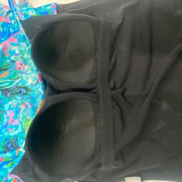 Inches Away Womens Size 12 Blue Tropical Tiered Swimsuit Dress Built-In Padded C - Picture 6 of 12